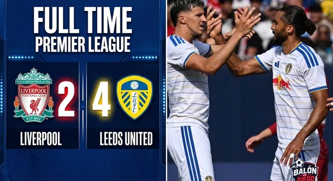 Leeds United remontó y goleó 4-2 al Liverpool en amistoso