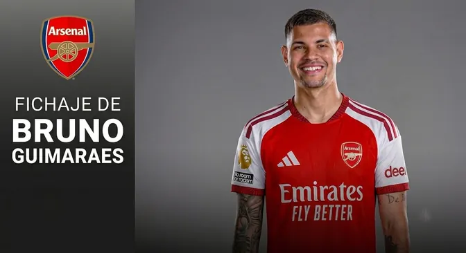 Bruno Guimarães pasa revisión médica con el Arsenal por 94 millones